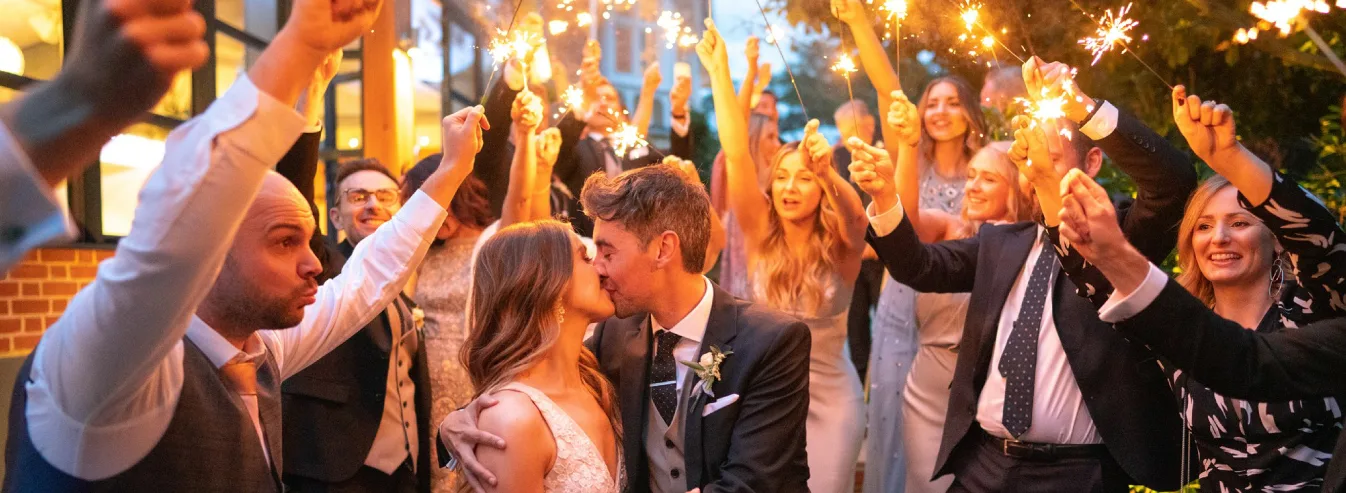 sparkler guard of honour at winter wedding