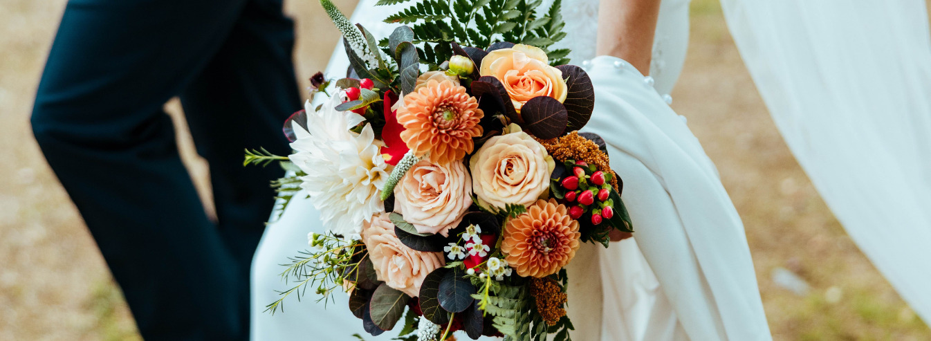 Bridal flowers at bespoke wedding