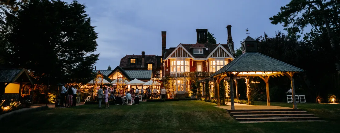 night time celebrations at a luxury wedding venue