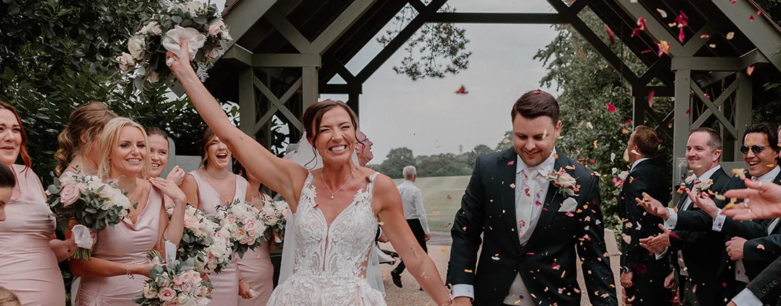 bride and groom at Baddow Park House