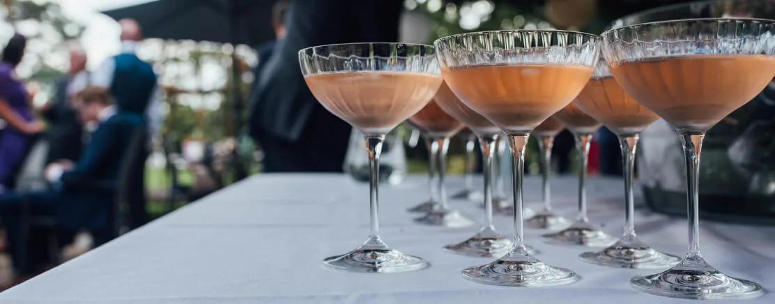 Cocktails at a luxury wedding venue