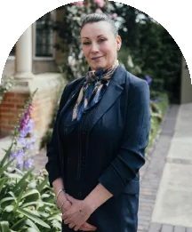 Baddow Park House staff member portrait outside wedding venue